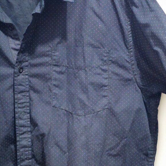 Monument Men’s Navy Polka Dot Short-Sleeve Button-Up Shirt 2X - Picture 4 of 14